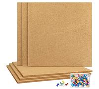 TUPARKA 6 Pack Square Cork Boards - 12"x12", 1/4" Self-Adhesive Midnight Black, 100 Push Pins Each for Home School Office