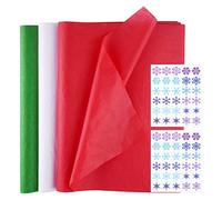 TUPARKA 60 Sheets Tissue Paper Christmas Tissue Paper Wrapping Paper Gift Paper for DIY and Craft, Gift Bags Decorations in Christmas Party 50 x 38cm (White,Red,Green)