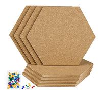 TUPARKA 8 Pack Cork Board Hexagon Bulletin Boards Cork Tiles 8.2"x7" - 1/4" Self-Adhesive Corkboards with 50 Push Pins Mini Wall for Wall Home School Office