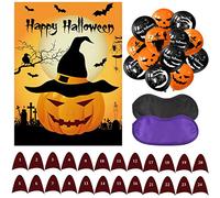 TUPARKA Pin the Nose on the Pumpkin Halloween Party Games with 24 Noses and 20Pcs Halloween Balloons for Halloween Party Favors, Halloween Decorations
