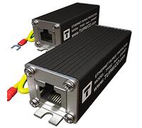 Tupavco Ethernet Surge Protector (2 Pack) Gigabit PoE++ (154W/3.2A) Mounting Flange (Gas Discharge Tube) Metal Shielded RJ45 Lightning Suppressor LAN Network CAT5/CAT6 Thunder Arrestor 1000 Mbps TP302