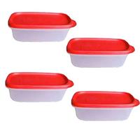 Tupin Tupperware Plastic Smart Saver Container Set, 500ml, 4-Pieces, Red