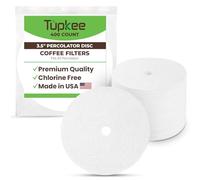 Tupkee 3.5" Percolator Coffee Filters - Flat Disc Round Coffee Filters with Center Hole - 400 Count | Fits All Percolator Coffee Pots - White, Chlorine-Free - Made in the USA