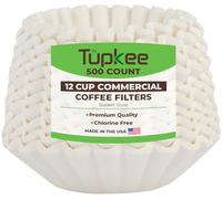 Tupkee Large Coffee Filters 12 Cup - (500 Count) 9.75" x 4.25" Tall Walled Premium Coffee Filter to Prevent Messy Ground Overflow - Compatible with Bunn Commercial & Large Home Machines - Made in USA