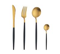 TUPMFG 16 Pieces Black Handle Cutlery Sets, Matte Flatware Set Service for 4, Stainless Steel Silverware Set with Knives Forks Spoons, Dishwasher Safe