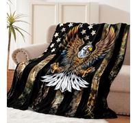 Tupmnbry Bald Eagle Blanket Camouflage USA Flag Throw Blanket Super Soft Flannel Throw Blanket Lightweight Fluffy Plush Fuzzy Bed Blanket for Bedding Sofa and Travel 50"X60"