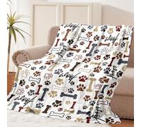 Tupmnbry Dog Throw Blanket Dog Paw Bones Print Blankets Super Soft Flannel Fleece Blanket Lightweight Fluffy Plush Bed Blanket for Bedding Sofa and Travel 60"X80"