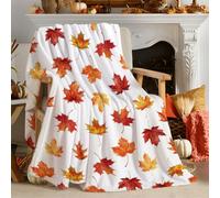 Tupmnbry Fall Maple Leaf Throw Blanket Autumn Leaf Blanket Autumn Thanksgiving Decor Super Soft Flannel Throw Blanket Lightweight Fluffy Plush Fuzzy Bed Blanket for Bedding Sofa and Travel 60"X80"