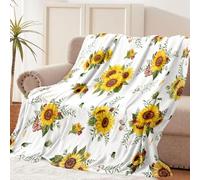 Tupmnbry Sunflower Gifts for Women, Sunflower Butterfly Throw Blanket Super Soft Flannel Throw Blanket Lightweight Fluffy Plush Fuzzy Bed Blanket for Bedding Sofa and Travel 60 x 80 inches
