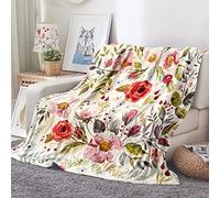 Tupmnbry Wildflowers Floral Throw Blanket Botanical Floral Printed Blanket Super Soft Flannel Throw Blanket Lightweight Fluffy Plush Fuzzy Bed Blanket for Bedding Sofa and Travel 60"X80"