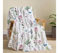 Tupmnbry Wildflowers Throw Blanket Botanical Floral Blanket Super Soft Flannel Throw Blanket Lightweight Fluffy Plush Fuzzy Bed Blanket for Bedding Sofa and Travel 50"X60"