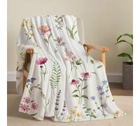 Tupmnbry Wildflowers Throw Blanket Botanical Floral Printed Blanket Super Soft Flannel Throw Blanket Lightweight Fluffy Plush Fuzzy Bed Blanket for Bedding Sofa and Travel 50"X60"