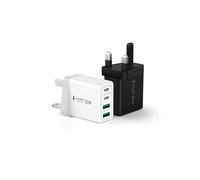 Tupneuf [2-Pack] 60W Type C Charging Plug, 4-Port Multi Mains USBC Wall Charger UK, 30W Dual Port PD Power Adapter(5V/3A, 9V/3A, 12V/2.5A) Fast Charge for iPhone 17 16 15 14 13 Pro Max, Black & White