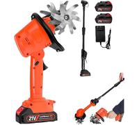 TUPOSTAR 21V Cordless Tiller Cultivator, 4-Inch Tilling Width and Depth, Handheld with Extension Rod, 235 RPM Electric Garden Tiller, Lightweight 1.2kg Body,2 Battery+1 Extension Pole