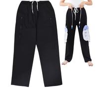 TUPOSTAR Catheter Pants for Men, Catheter Leg Bag Pants with Double Zippered Pockets, Holds 2000ml Catheter Bag, Urine Bag Pants for Nephrostomy Cystostomy Supply,Double Pocket A,3XL