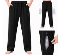 TUPOSTAR Catheter Pants for Men, Catheter Leg Bag Pants with Double Zippered Pockets, Holds 2000ml Catheter Bag, Urine Bag Pants for Nephrostomy Cystostomy Supply,Double Pocket A,M