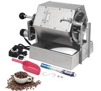 TUPOSTAR Coffee Roaster with Adjustable Speed, Gas Burner Coffee Roasting Machine, Electric Coffee Beans Maker, Peanut Roaster Roller Baker, for Commercial Home Use,Silver