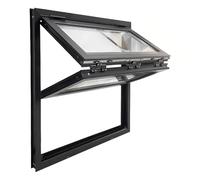 TUPOSTAR Concession Window for Food Truck, Aluminum Alloy Manual Sliding Windows, Vertical Serving Window with 5MM Reinforced Glass, Flush Mount Upper Lower Folding Window,Black,WxH:24x36in/61x91cm