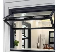 TUPOSTAR Concession Window for Food Trucks with Locking Handle, Aluminum Alloy Serving Window with Tempered Glass, Vertical Lifting Small Sliding Windows for Business,Black,WxH:24x36in/61x91cm