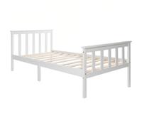 TUPOSTAR Double Bed Wooden Frame, with Headboard and Footboard, Wood Bed for Bedroom, 4ft6 Double Wooden Bed in White, for Adults, Kids, Teenagers,White,90 * 135cm