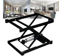 TUPOSTAR Electric Scissor Lift Table, 130lbs Capacity Single Scissor Hydraulic Lift Table, 3.94-14.57in Lifting Height Electric Lifting Platform for Warehouses & Factories,Black,DH200A