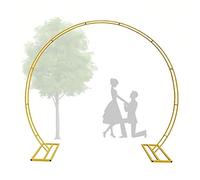 TUPOSTAR Extra Large Wedding Arch, Round Arbor for Party Decoration, Metal Balloon Arches Backdrop Stand with Base, Elegant Design, for Rose Gardens and Moon,Gold,2.6 * 2.2m