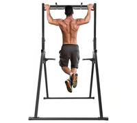 TUPOSTAR Foldable Pull Up Bar Stand, 440LBS Capacity, Adjustable Height Dip Station, Home Gym Strength Training Equipment, for Calisthenics, Pullups, and Dips,Grey