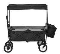 TUPOSTAR Folding Camping Cart, Portable Garden Cart with 4 Wheels, Removable Canopy Foldable Garden Cart, Pull Wagon Hand Cart, Outdoor Utility Garden Cart,Black