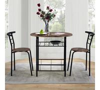 TUPOSTAR Modern Round Table Set, 3 Piece Dining Room with 2 Chairs, Space Saving Bar Table Set Kitchen Table and Chairs for 2 with Metal Frame and Built in Rack,01
