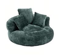TUPOSTAR Oversize Oval Padded Lounger Chair, Upholstered Bean Bag Couch with Pillows & Wrap-Around Backrest for Adults, Chenille Fabric Lazy Floor Beanbag-Chair Sofa,04