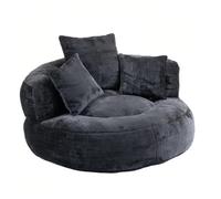 TUPOSTAR Oversize Oval Padded Lounger Chair, Upholstered Bean Bag Couch with Pillows & Wrap-Around Backrest for Adults, Chenille Fabric Lazy Floor Beanbag-Chair Sofa,01