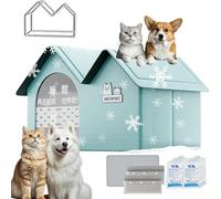 TUPOSTAR Pet Cooling House, Foldable Cat and Dog House for Outdoor Indoor Cooling with Ice Packs, Durable Indoor Outdoor Dog Houses for Small and Large Dogs and Cats,Blue,Medium stand model
