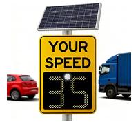 TUPOSTAR Solar Powered Radar Feedback Sign, with Led Speed Display & 60w Solar Panel, Ip65 Radar Speed Limit Sign, for Speed-Limited Roads,Yellow