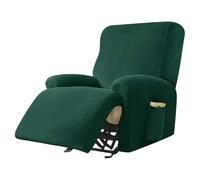 TUPOSTAR Stretch Recliner Sofa Cover, Living Room Velvet Reclining Couch Cover with Side Pocket, Split Recliner Sofa Cover, Anti-Slip Furniture Covers, with Elastic Bottom,04,4 Seater