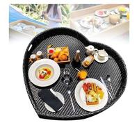 TUPOSTAR Swimming Pool Floating Tray Table, Water Surface Floating Drink Holder, Multifunction Breakfast Tray on The Water, Outdoor Water Play Fruit Food Plate,Black,B60cm