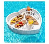 TUPOSTAR Swimming Pool Floating Tray Table, Water Surface Floating Drink Holder, Multifunction Breakfast Tray on The Water, Outdoor Water Play Fruit Food Plate,White,B80cm
