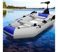TUPOSTAR Thickened Inflatable Kayak, Portable Durable Inflatable Boat, Independent Bottom Plate, 3 Independent Air Chambers, for Rafting, Water Rescue, River Fishing,Blue,200x128cm