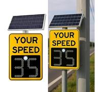 TUPOSTAR Upgrade Speed Display Radar Traffic Sign With Radar Detection & Led Speed Display, 70 * 50CM Weatherproof Aluminum Board, Real-Time Feedback, Road Warning Sign,Yellow