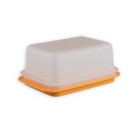 Tupperware Butter Dish in White/Orange, 250g Capacity, Rectangular, Dishwasher Safe