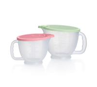 Tupperware Classic Mix-N-Store Pitcher Set in Mint Green & Candy Pink - Dishwasher Safe & BPA Free - (2 Bowls + 2 Lids), 173871