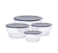 Tupperware Crystal Clear Store & Serve Collection Clearly Elegant 8 Piece Tritan/Copolyester Food Storage Container Set, Dishwasher Safe and BPA Free (4 Bowls, 4 Lids)