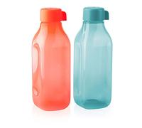 Tupperware Eco Fridge Bottle 1Ltr, Screw Cap (Set of 2) Orange & Blue