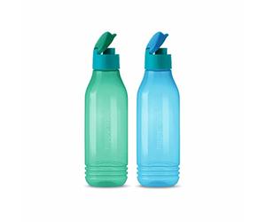 Tupperware ECO SIP Triangular Water Bottles, 750 ml, (Set of 2), Green & Blue