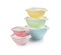 Tupperware Heritage Collection 5 Bowls + 5 Lids (10 Piece) Food Storage Container Set in Vintage Colors - Dishwasher Safe & BPA Free