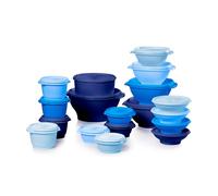 Tupperware Heritage Collection, New 36 Piece Food Storage Container Set in Vintage Blue, Dishwasher Safe and BPA Free (18 containers, 18 lids)