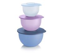Tupperware Impressions Classic 3 Piece Food Storage Bowl Set in Blue and Purple, Dishwasher Safe and BPA Free (3 Containers, 3 Lids)
