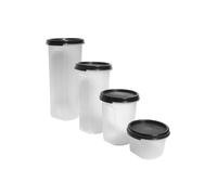 Tupperware Modular Mates Round Containers Set of 4 Sizes Black Seals