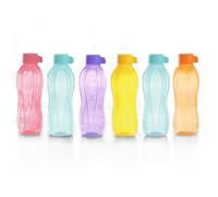 Tupperware Plastic Aquasafe Bottle, 500ml, 6pc (Green, Yellow, Purple, Pink, Orange, Blue), Reusable, Lightweight, Glossy Finish, Ideal for Travel, School, Work, Gym