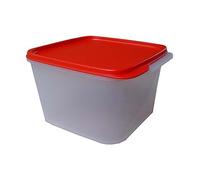 Tupperware Square Smart Saver Container, 2.5 Litres White Transparent Red Lid (Color- Multicolor)
