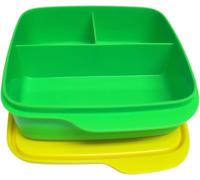 Tupperware to Go Lunch Box Clever Break 590 ml with Divider Eco+ School Lunch Box with Compartment (Green Yellow)